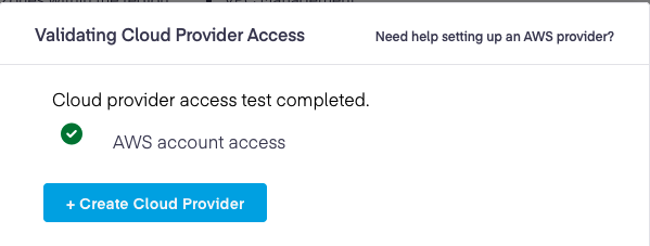 Platform9 – UI - AWS - Validating Cloud Provider Access